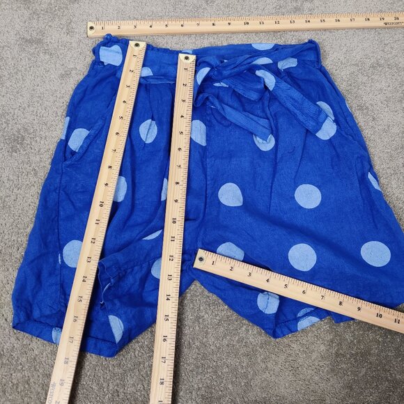 Froccella Women's Shorts One Size Blue Linen Polka Dot Resortwear Lightweight - Picture 6 of 7